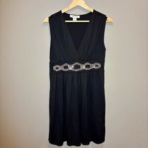 White House Black Market Black Sleeveless Dress with Silver Embellishments